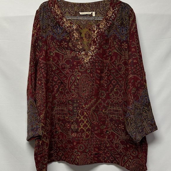 Soft Surroundings Nikol Women's Plus Size 2X Tapestry Paisley Tunic - Picture 3 of 7